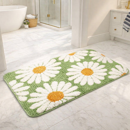 Feblilac Cute Green Daisy Bath Mat
