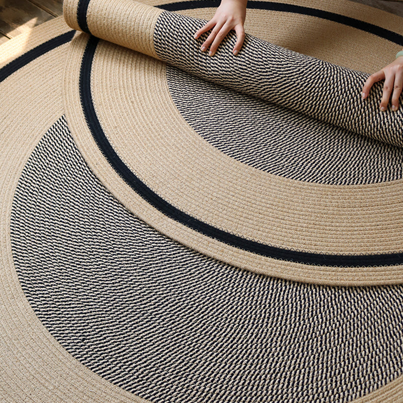 Feblilac Round Brown and Grey Handmade Jute Livingroom Carpet Area Rug - view 2