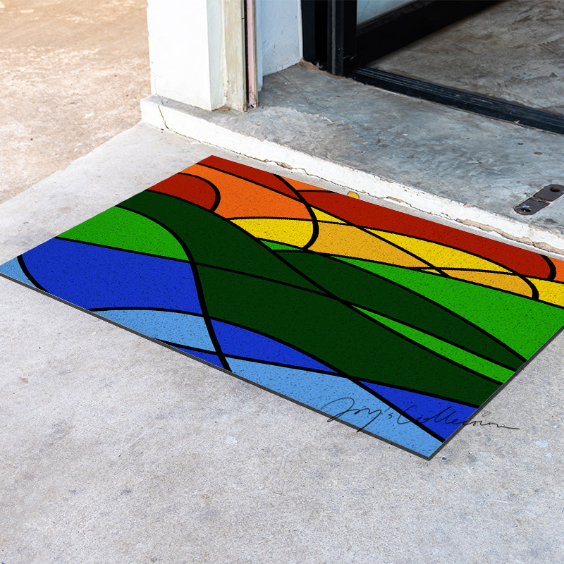 Feblilac Colorful Abstract Mountain Geometric PVC Coil Door Mat - view 4