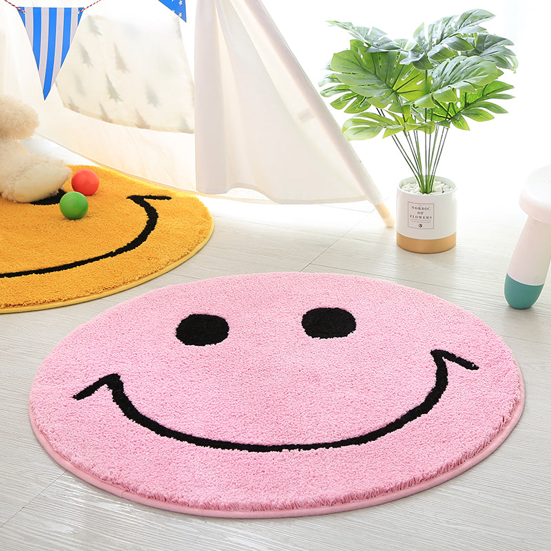 Feblilac Smiling Face Tufted Cushion Area Rug, Mat for Bedroom