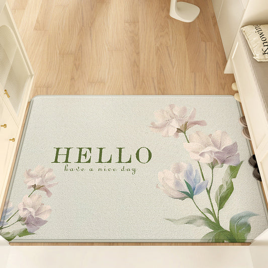 Feblilac Pink Flowers Polyester Door Mat