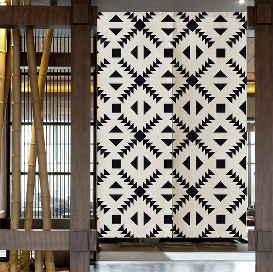 Feblilac Black and White Diamond Pattern Door Curtain