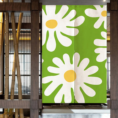 Feblilac Green Background Irregular Daisy Door Curtain @Frank’s design