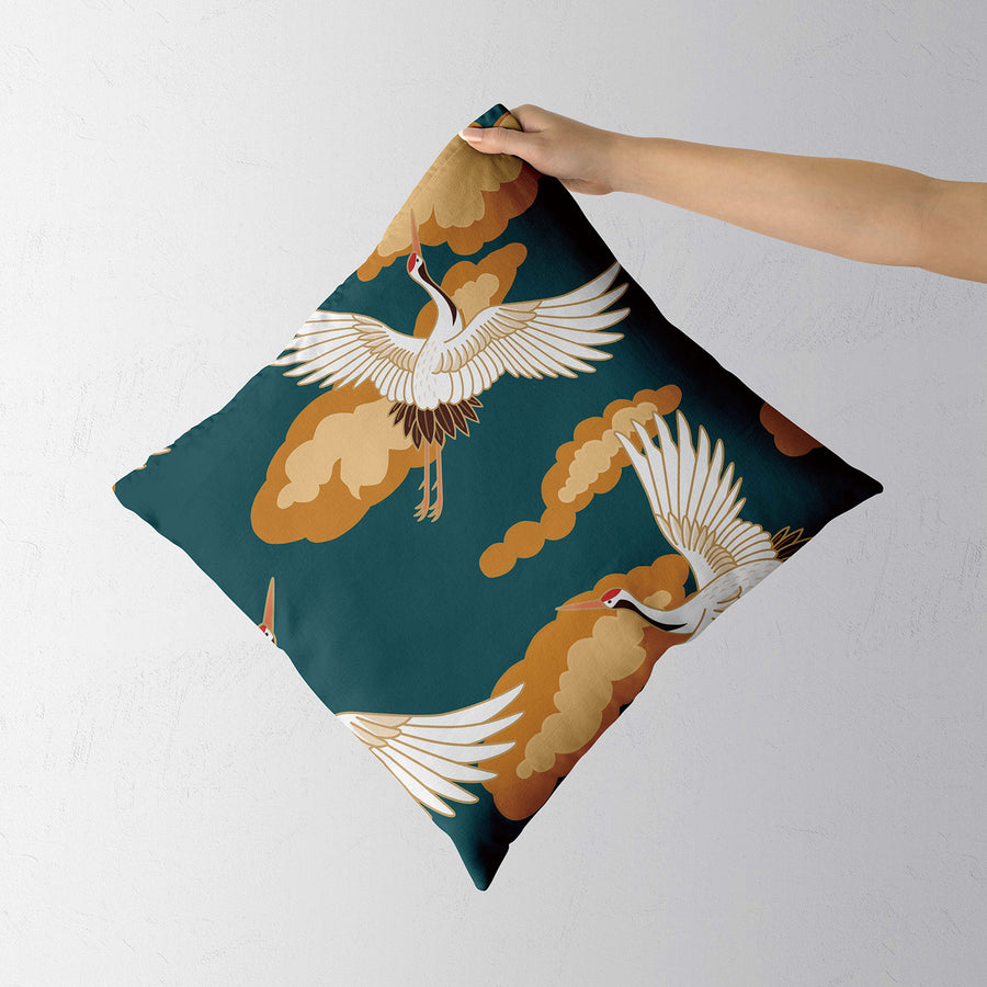 Feblilac Blue Background Crane Cushion Covers Throw Pillow Covers - view 3