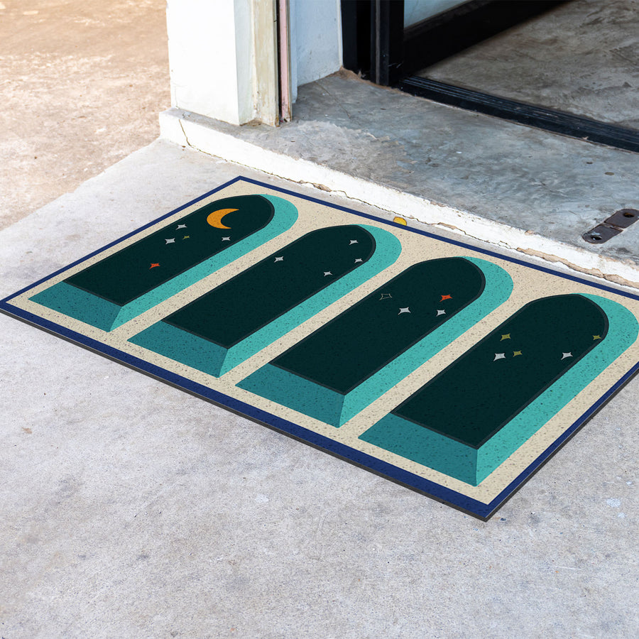 Feblilac Blue Background Window Night Sky PVC Coil Door Mat - view 4