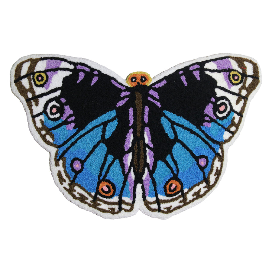 Feblilac Blue Butterfly Tufted Bath Mat - view 2
