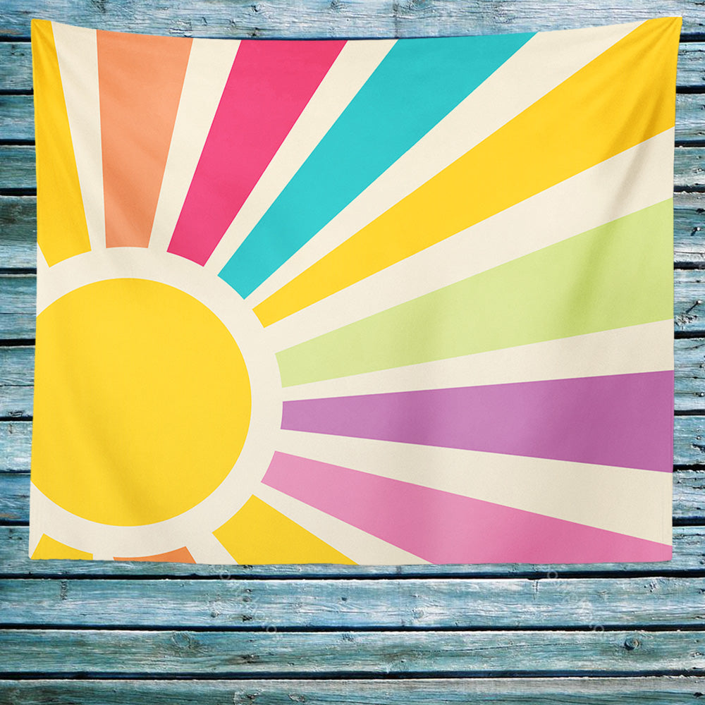 Feblilac Rainbow Sun Rays Tapestry