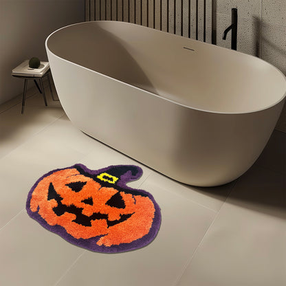 Feblilac Halloween Pumpkin Tufted Bath Mat