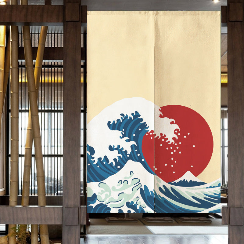 Feblilac Ukiyoe Waves Sunset Door Curtain @Frank’s design