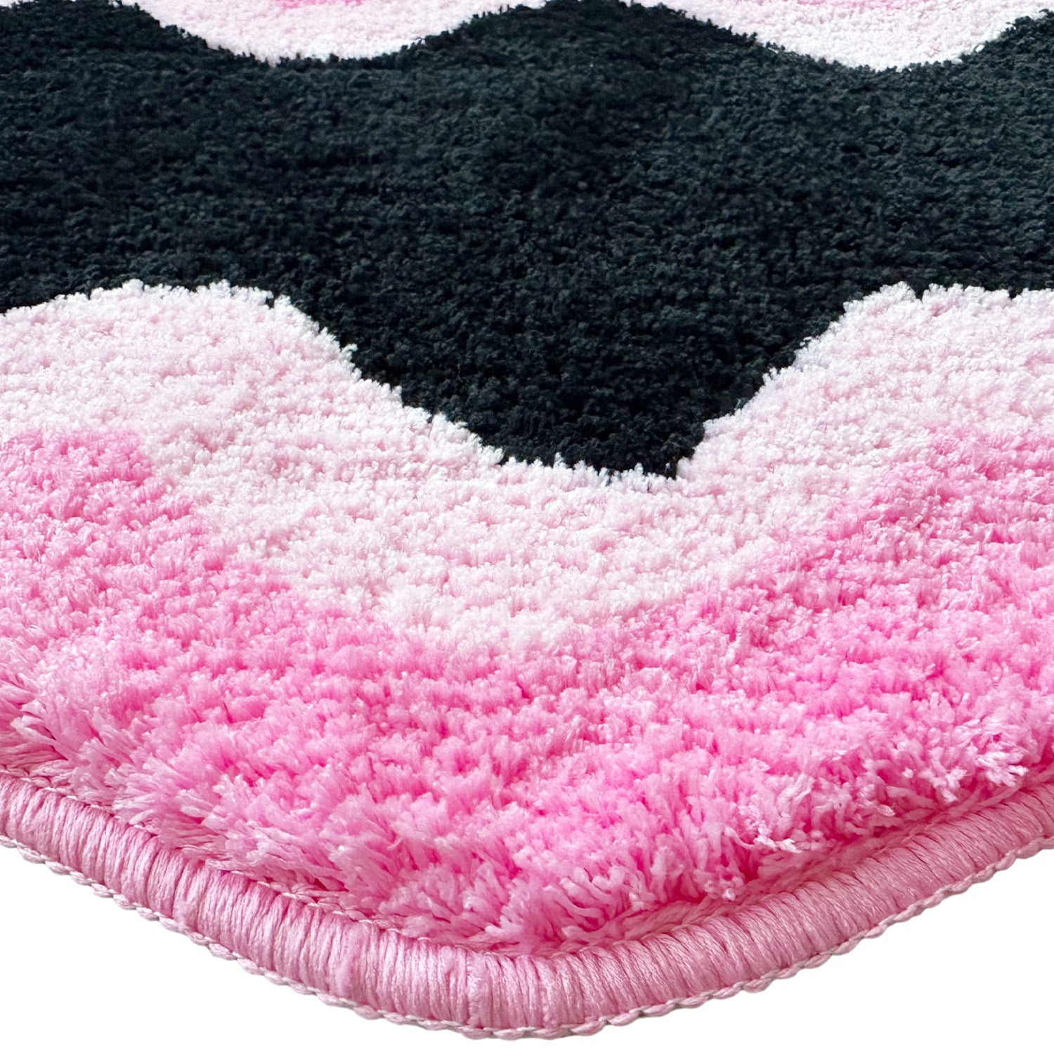Feblilac Black Pink Wave Bedroom Rug Long Runner, Rug for Bedside Bathroom, Water Absorbent Non-Slip Area Rug Mat for Home Decor
