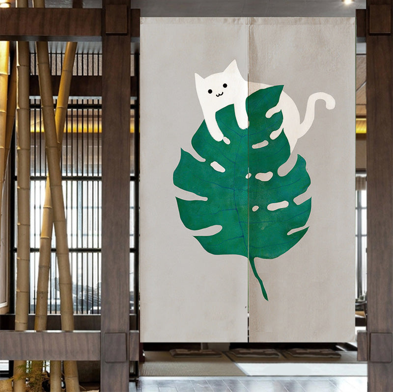 Feblilac Cat and Monstera Door Curtain - view 4