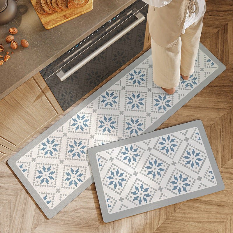 Feblilac Abstract Geometry Ulman PVC Leather Kitchen Mat