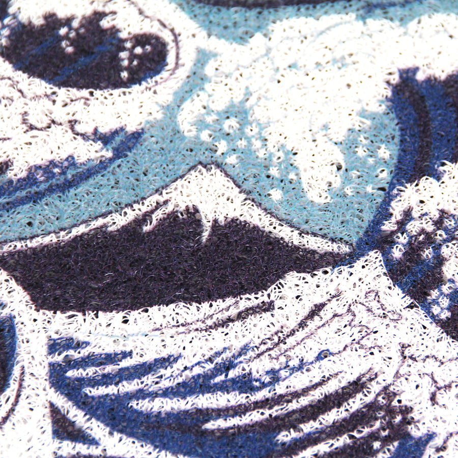 Feblilac Japanese Blue Wave Pattern Entrance Door Mat, Ukiyoe Art Doorway PVC Rug - view 4