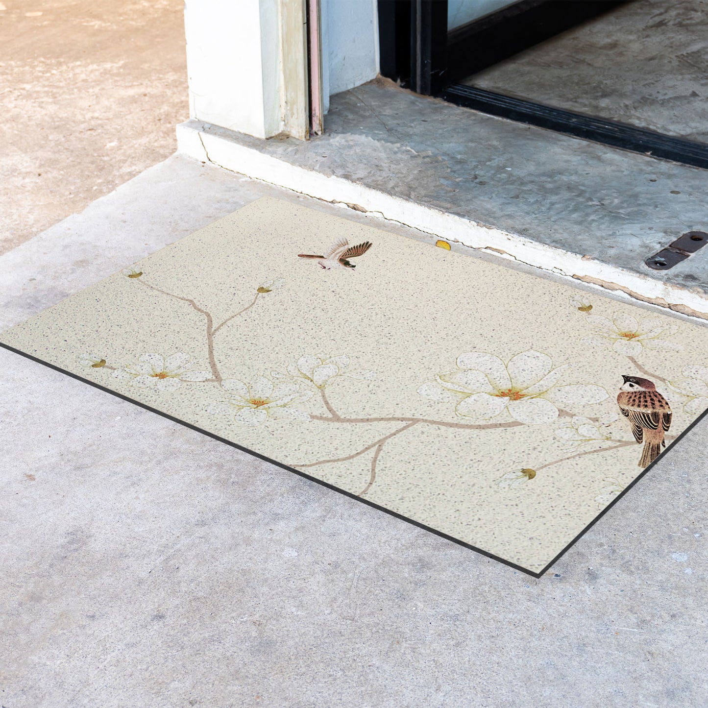 Feblilac Sparrow Magnolia Flower PVC Coil Door Mat