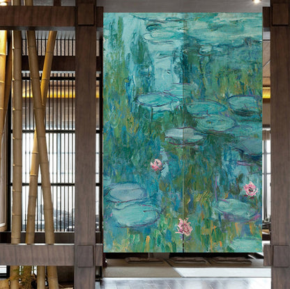 Feblilac Oil Painting Water Lily Door Curtain