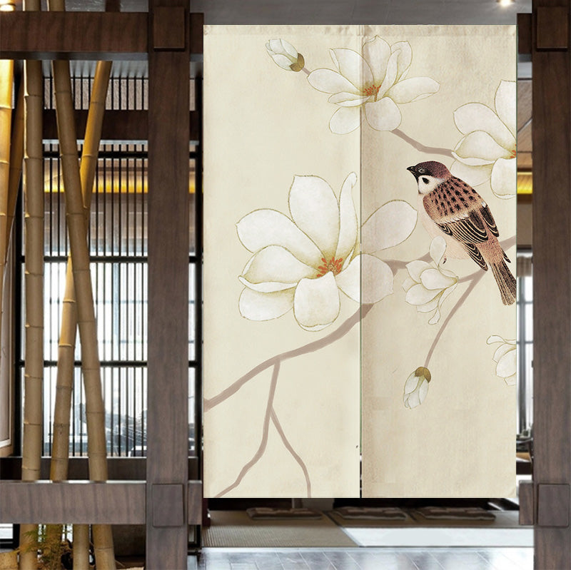 Feblilac Sparrow Magnolia Flower Door Curtain