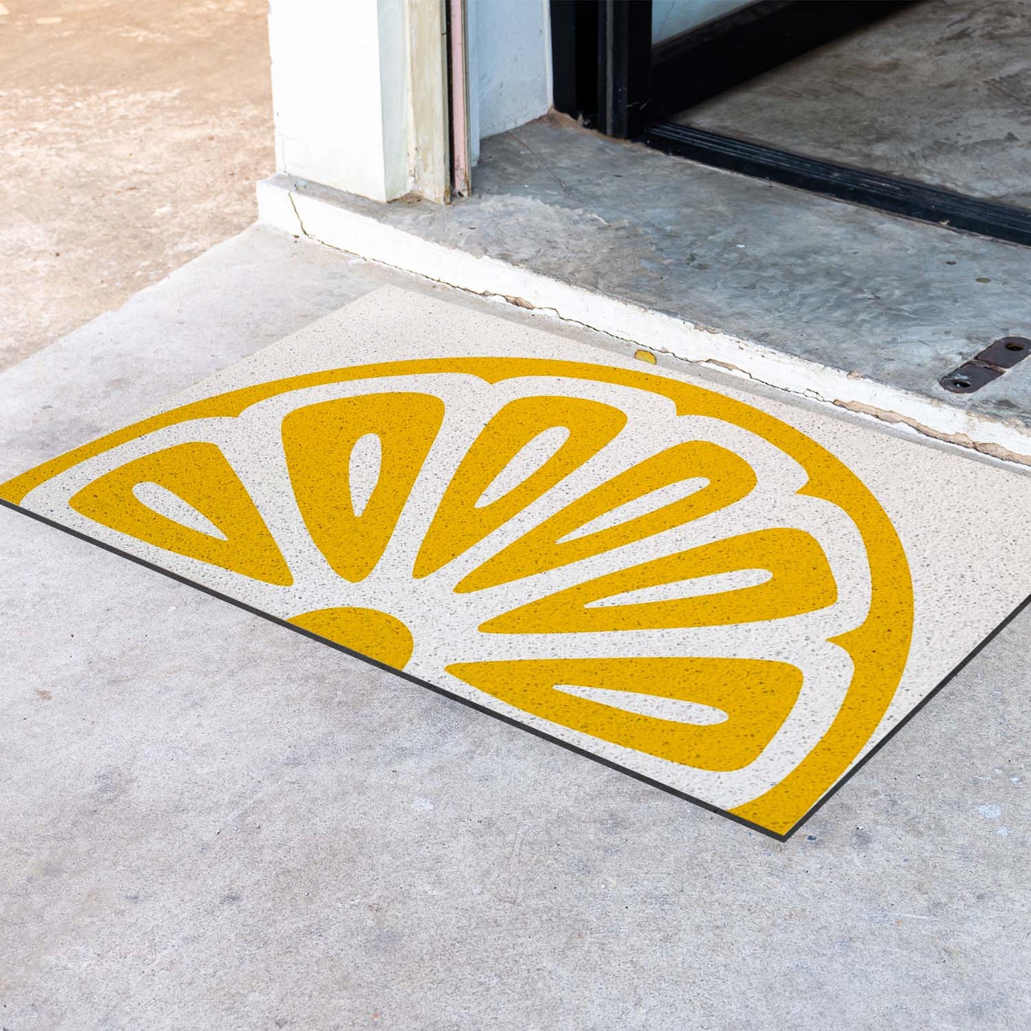 Feblilac Semicircle Golden Lemon PVC Coil Door Mat