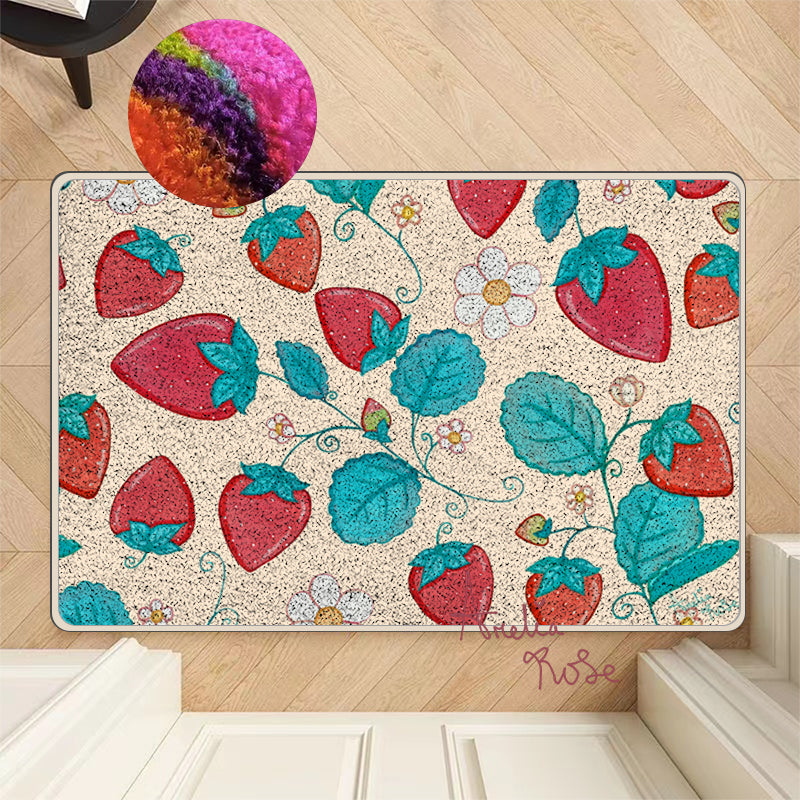 Feblilac Strawberries and Cream Nylon Door Mat by AmeliaRose Illustrations from UK - view 4