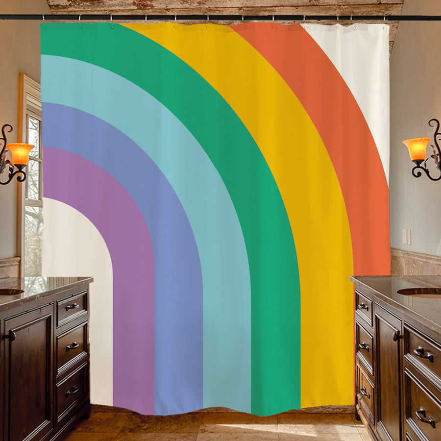 Feblilac Rainbow and Sun Shower Curtain with Hooks - view 4