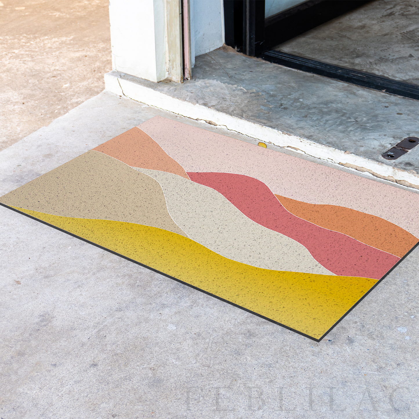 Feblilac Pink Mountain Sunrise PVC Coil Door Mat