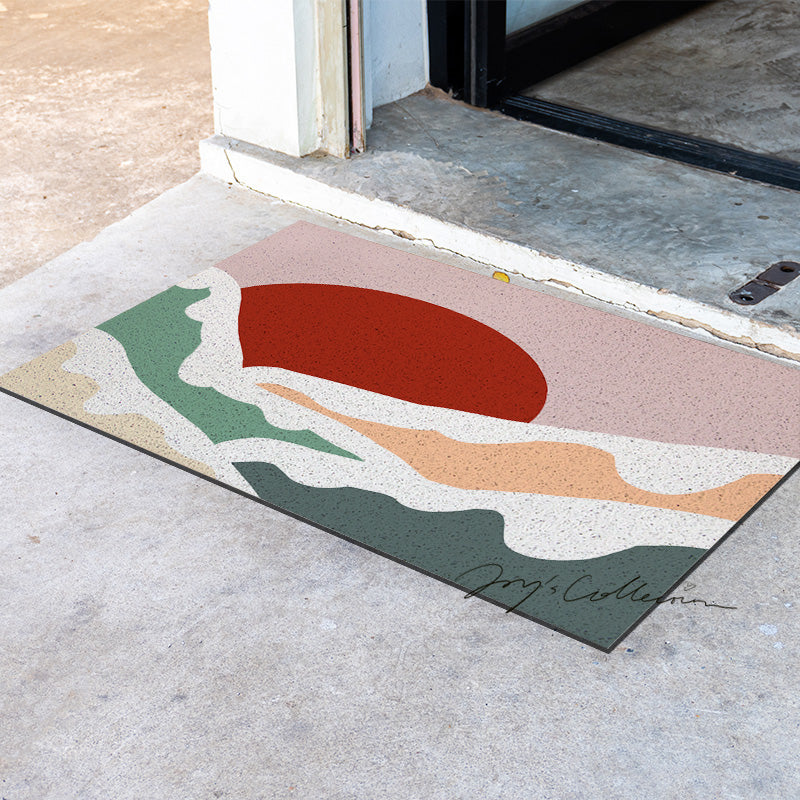 Feblilac Snow Mountain and Red Sun PVC Coil Door Mat