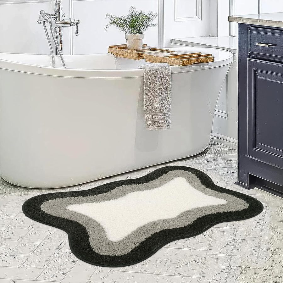 Black Gradient Bath Mats, Rug for Bathroom, Cute Non-Slip Irregular Shape Carpet for Shower Room - view 4