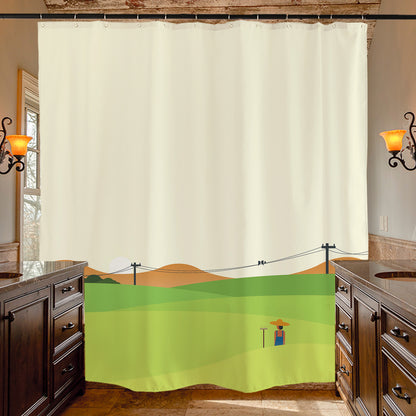 Feblilac Green field Shower Curtain with Hooks