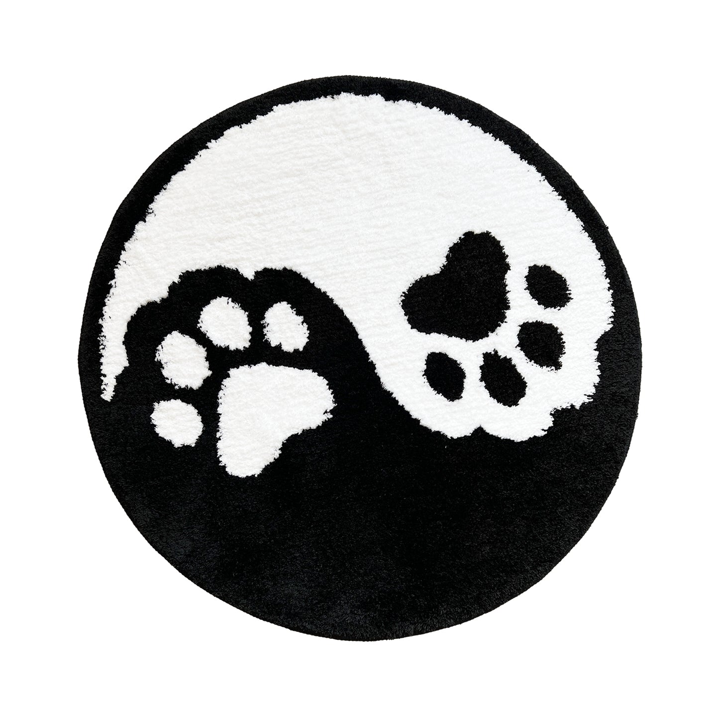 Feblilac Black and White Cat Paw Tai Chi Tufted Bath Mat