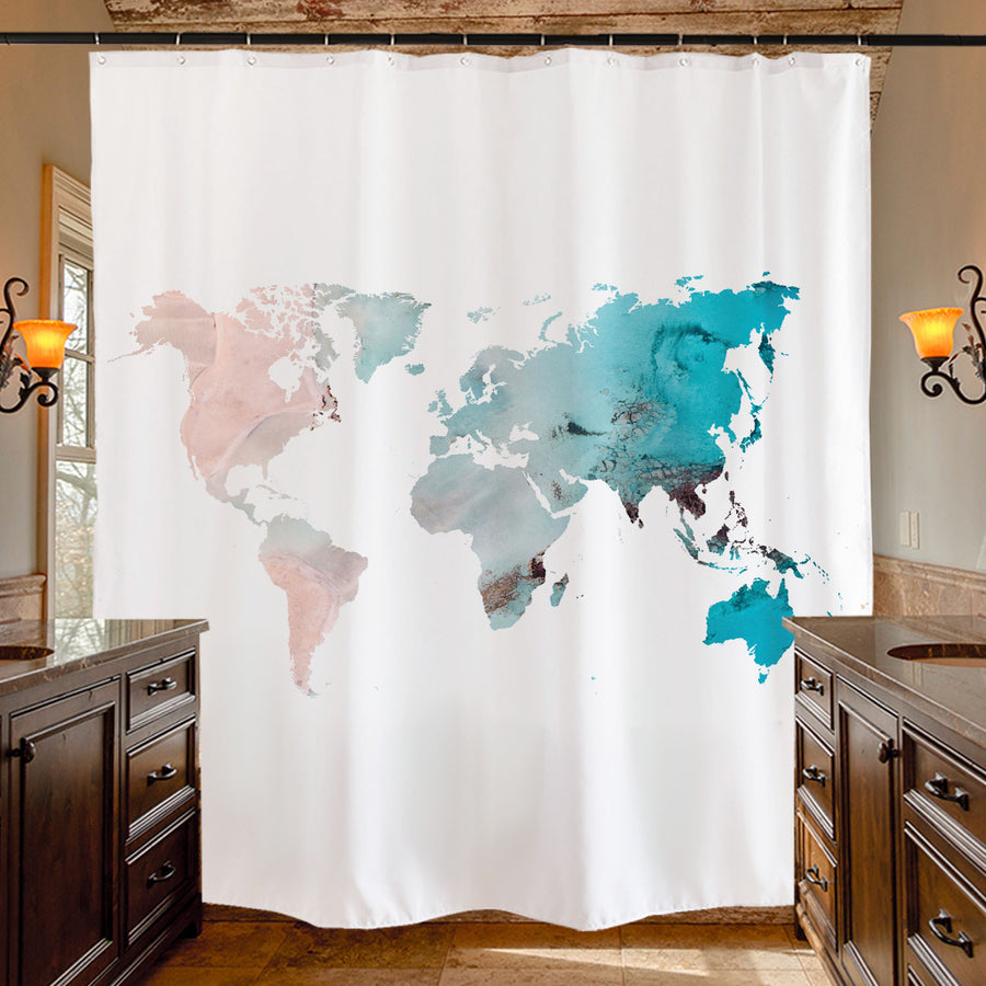 Feblilac Wave Map Shower Curtain with Hooks - view 4