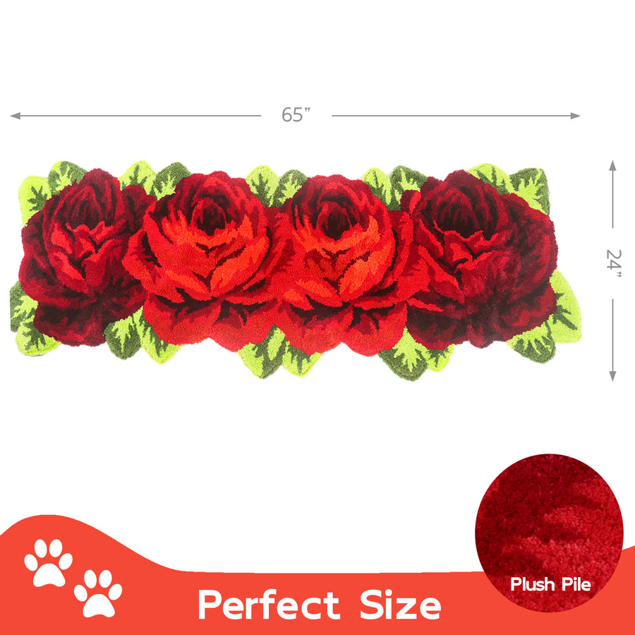 Feblilac 4 Red Flowers Tufted Bath Mat - view 4