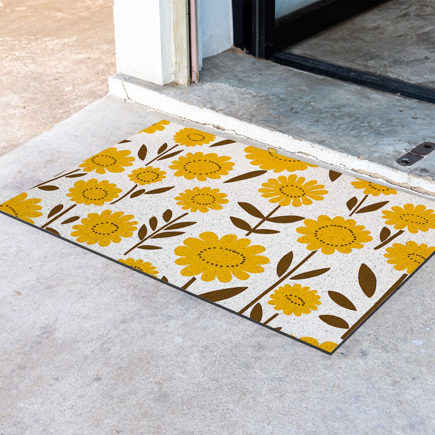 Feblilac Orange Yellow Flowers Branches PVC Coil Door Mat