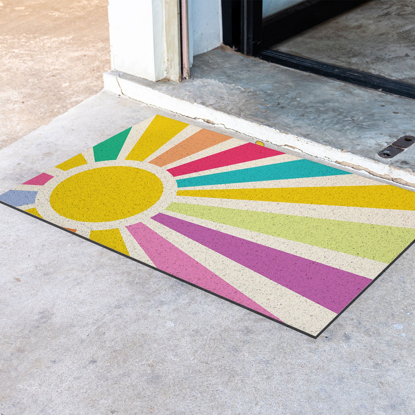 Feblilac Rainbow Sun Rays PVC Coil Door Mat