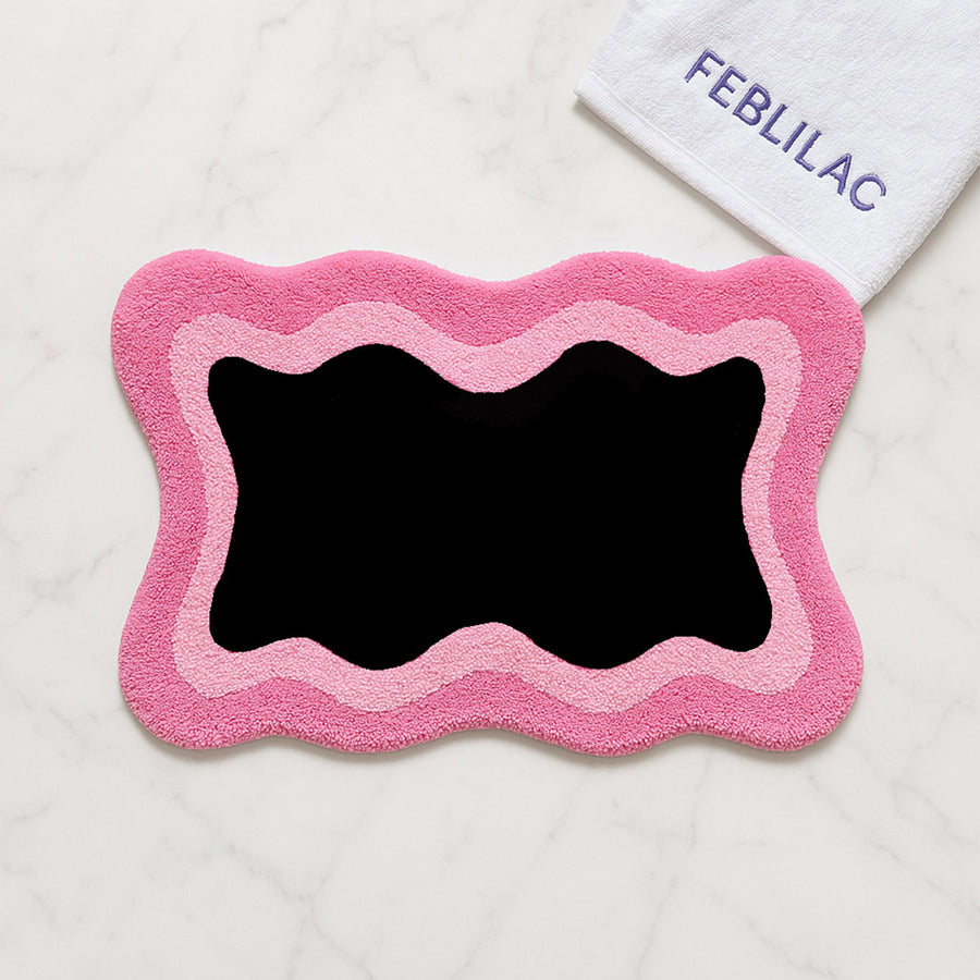 Feblilac Black Pink Wave Bedroom Rug Long Runner, Rug for Bedside Bathroom - view 4