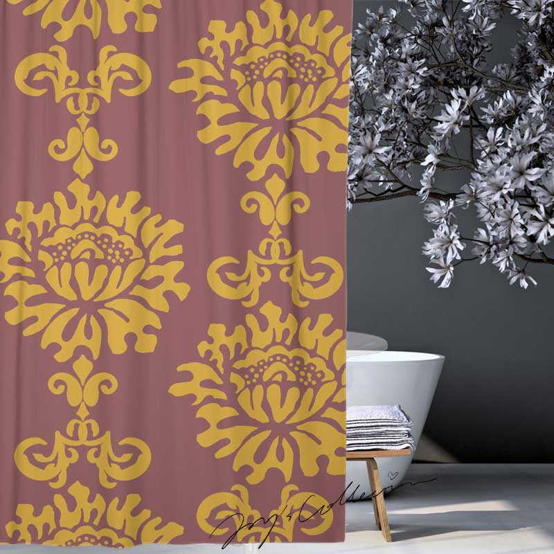 Feblilac Baroque Style One Big Flower Shower Curtain - view 2