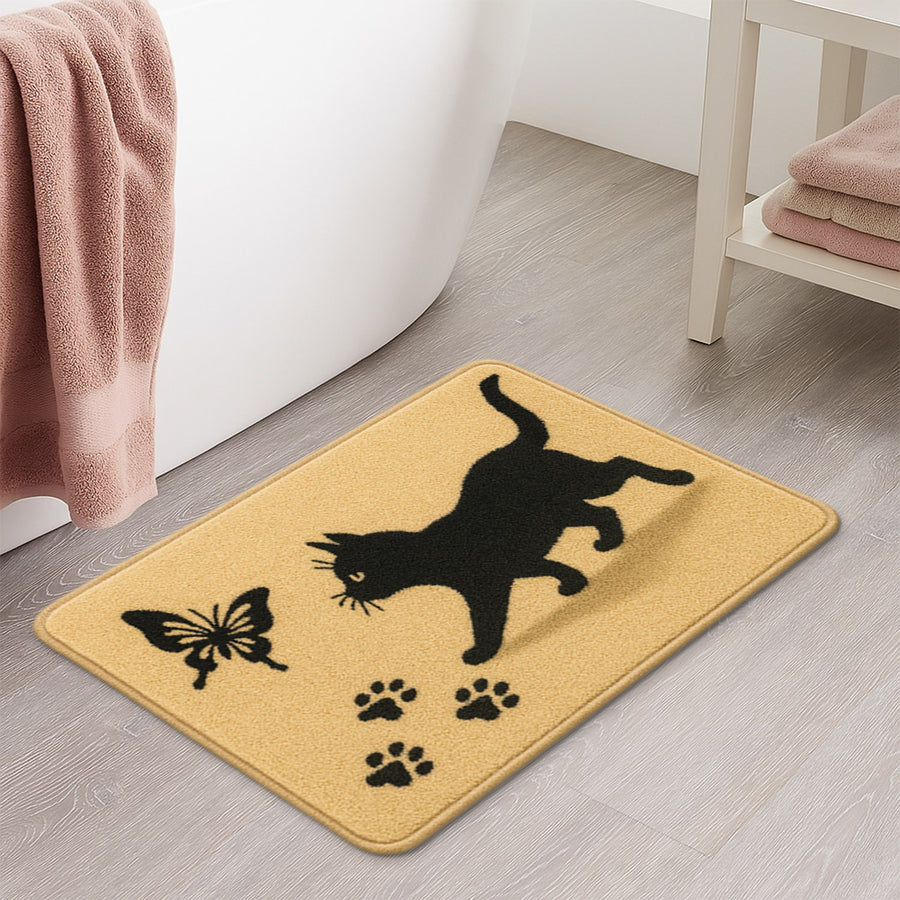 Feblilac Black Cat & Butterfly Tufted Bath Mat - view 4
