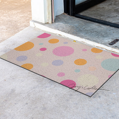 Feblilac Pink Polka Dots Geometric PVC Coil Door Mat