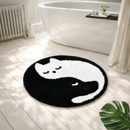 Feblilac Cat Dog Tai Chi Tufted Bath Mat