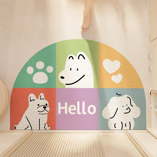 Feblilac Cute Semicircle Pet Paradise PVC Coil Door Mat