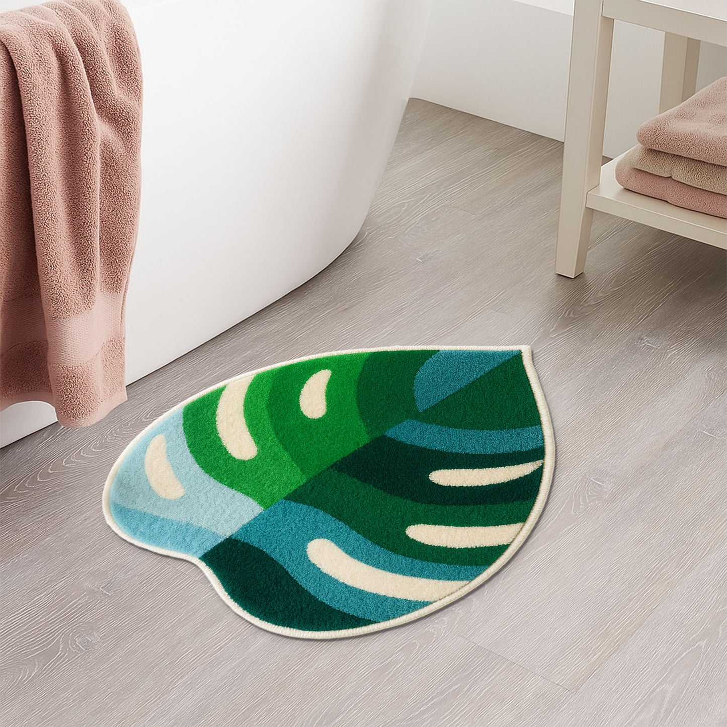 Lovely Green Grey Bathroom Mat