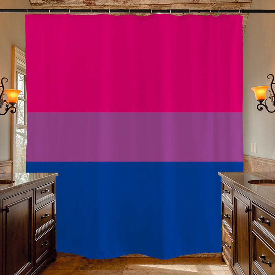 Feblilac Pink Purple Blue LGBT Flag Shower Curtain with Hooks - view 4