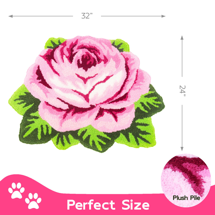 Feblilac Pink Flower Tufted Bath Mat - view 3