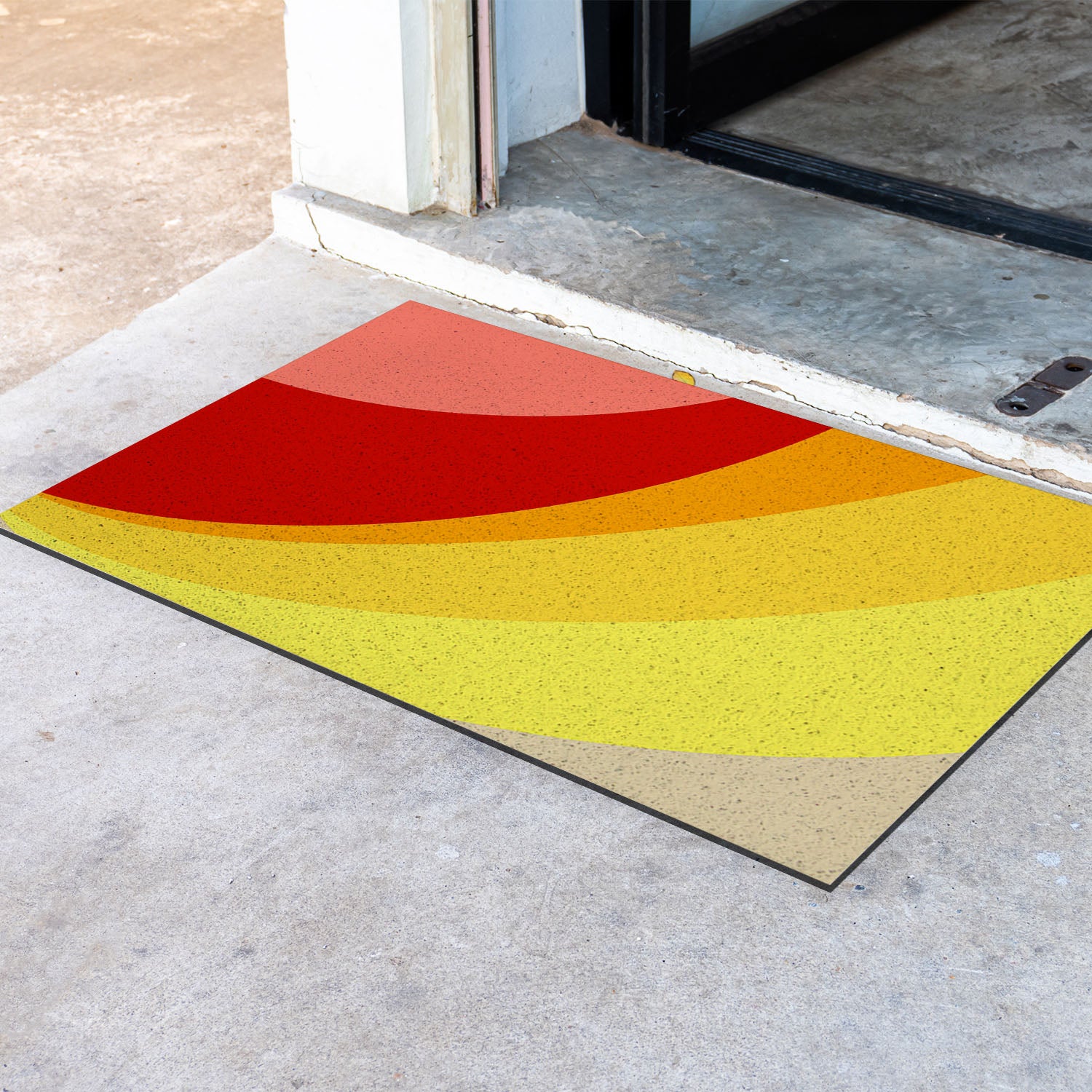 Feblilac Red and Yellow Brilliant Circles PVC Coil Door Mat