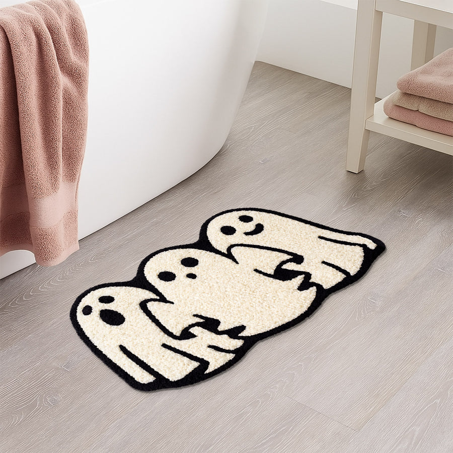 Feblilac Three Black and White Cute Elves Tufted Bath Mat - view 4