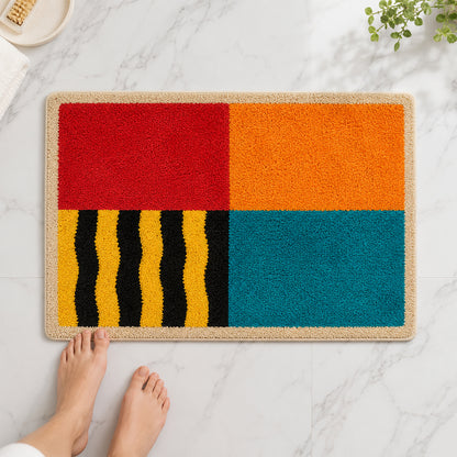 Feblilac Color Block Tufted Bath Mat