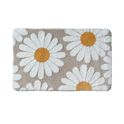 Feblilac Camel Daisy Tufted Bath Mat