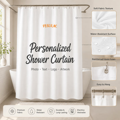 Feblilac Custom Shower Curtain with Your Photo, Text, Logo or Artwork