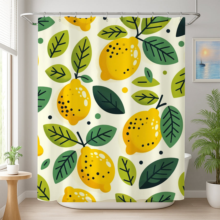 Feblilac Lemon Leaves Shower Curtain - view 4