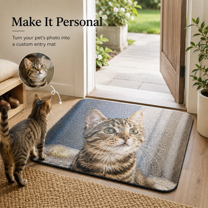 Feblilac Custom Photo Entry Mat, Personalized Loop-Coil Doormat, Non-Slip PVC Welcome Mat