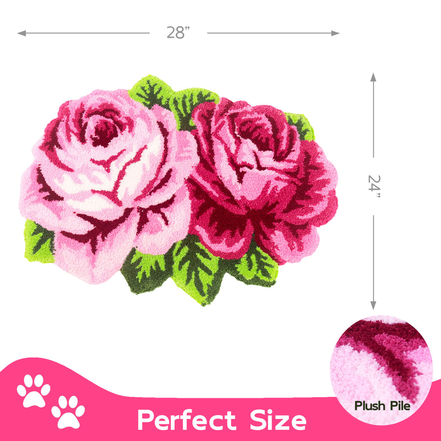 Feblilac 2 Pink Flowers Tufted Bath Mat - view 4