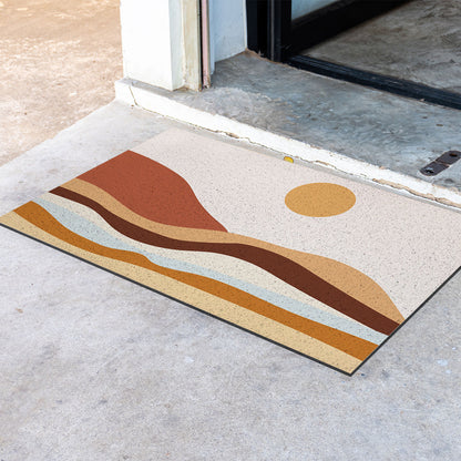 Feblilac Orange Mountains and Rivers Sunrise PVC Coil Door Mat